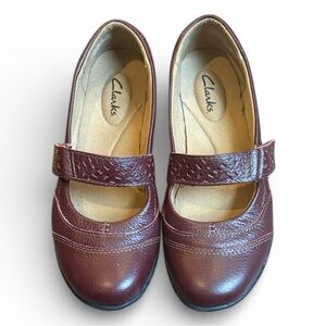 Clarks Mary Jane Leather Shoes Women’s 6 Burgundy Comfort